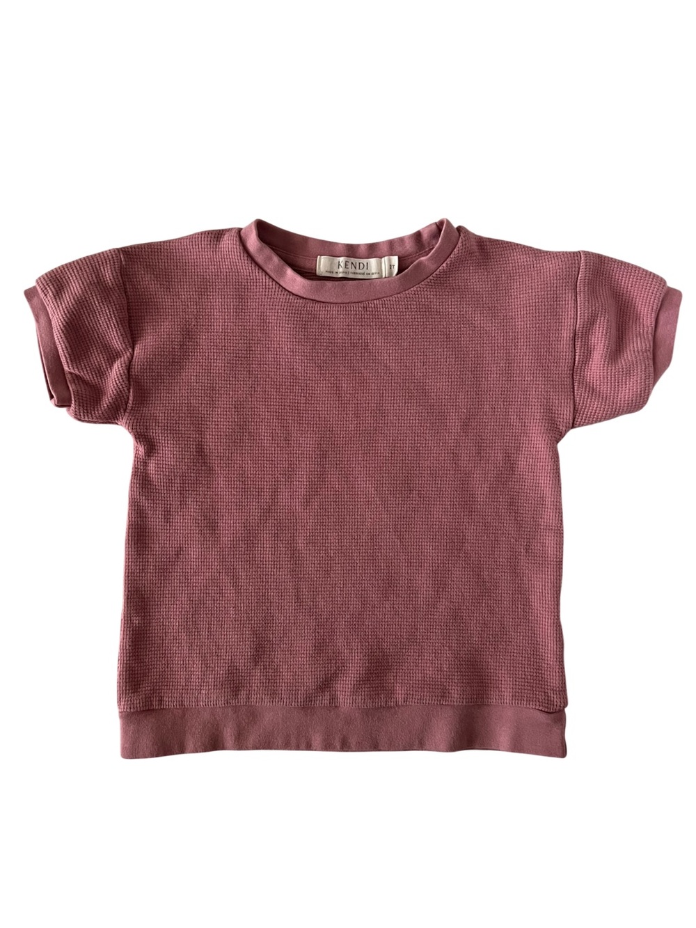 Kendi Toddler Pink Waffle Short Sleeve Tee